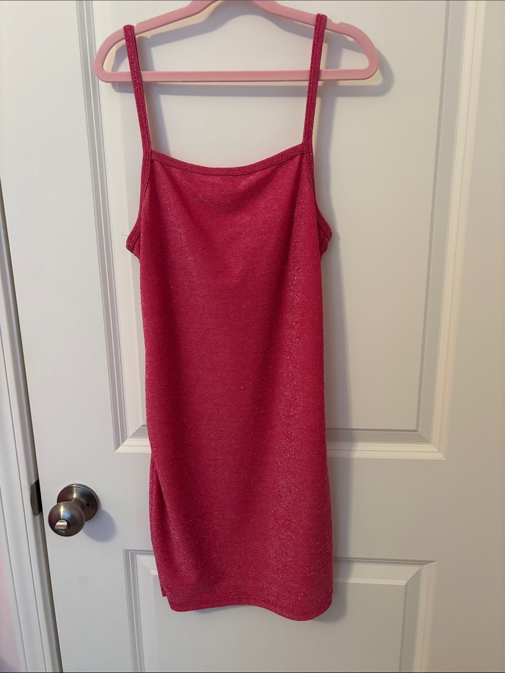 Sparkle Pink Slip Dress with Spaghetti Straps